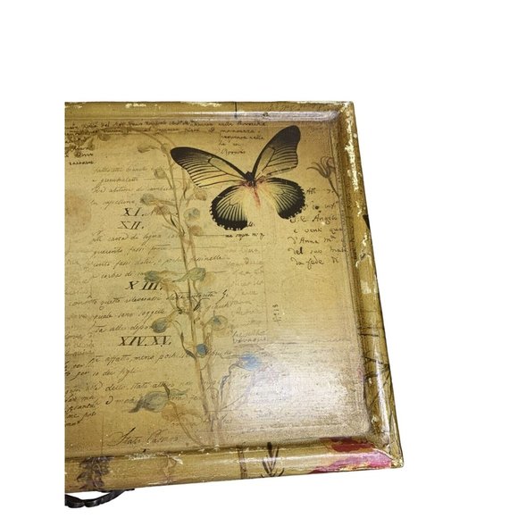 Decoupaged w/butterflies Wood Box with Drawer 10 1/2” x 7 1/4” x 6 1/2”Lined - Picture 7 of 12